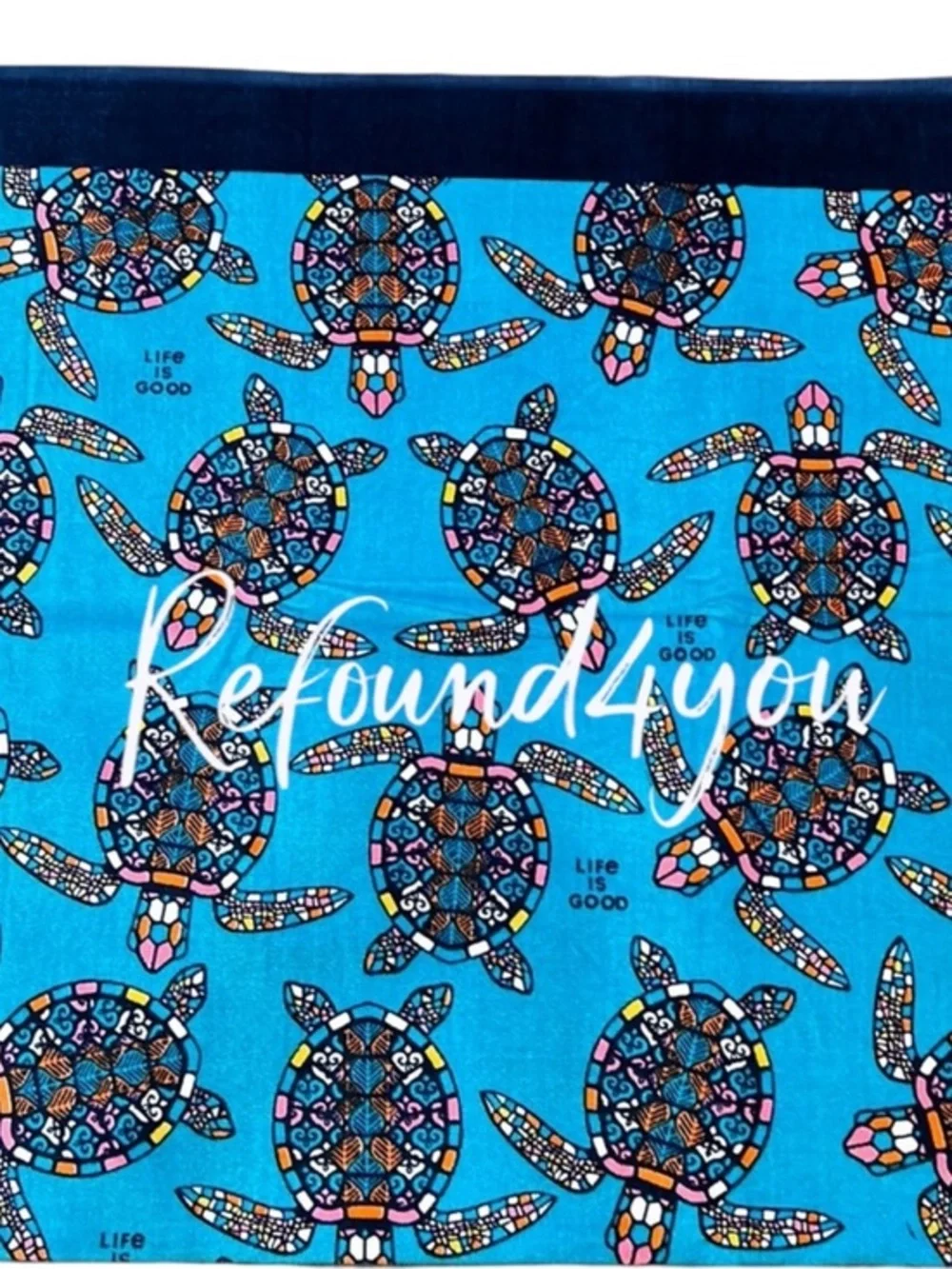 Life is Good - ‘Turtles’ Blue. Beach Towel. 36” x 68”. NWT. Firm!